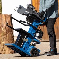 Compact log splitter with ergonomic handle and sturdy base for accurate splitting