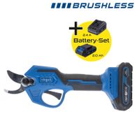 Brushless cordless pruning shear with 28 mm blade, featuring 20V battery and charger set