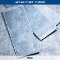 Metal sheets with 'AREAS OF APPLICATION' and 'Metal' label – likely Scheppach tool components