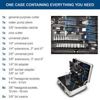 TB150 tool kit case showing comprehensive list of 101 included tools and accessories