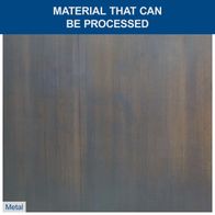 Metal plate showing 'Material that can be processed' for grinding machine