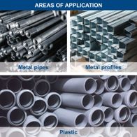 Metal pipes, metal profiles, and plastic pipes for industrial applications
