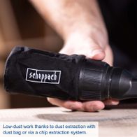 Scheppach cordless orbital sander featuring dust extraction for low-dust operation