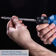 Tool-free drill bit change for SDS-Plus drill chuck