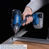 Cordless impact driver with LED lighting for demanding metal screw tasks
