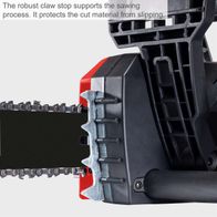 Robust claw stop supports sawing process, prevents cut material from slipping