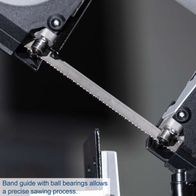 Band guide with ball bearings for precise band sawing on MBS1200 metal band saw