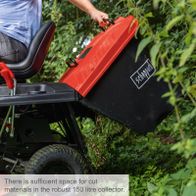 Robust 150-litre collector for Scheppach petrol ride-on lawnmower with ample material space