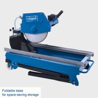 Foldable base for space-saving storage of the Scheppach stone cutting machine