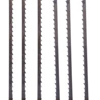 Scheppach saw blade set of 6 pieces, 135 x 3 x 0.5 / Z 10. Six saw blades next to each other on a white background. The saw blades are photographed from above.