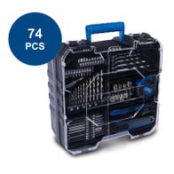 Drill bit and screwdriver set in an organized toolbox for Scheppach C-DTB74/1-X kit