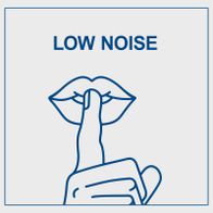 Low noise operation symbol with illustration of a resting figure
