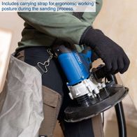 Ergonomic carrying strap for comfortable handling during sanding with wall and ceiling sander DS200