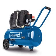 Scheppach HC51Si Silent Compressor, 50L oil-free, dual quick couplers, two gauges