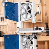 Bandsaw with tilting table and mitre gauge for accurate cuts