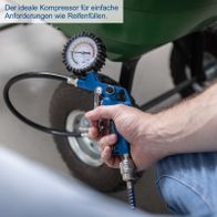 Scheppach compressor with pressure gauge for tire inflation, manual operation, pressure display