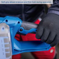 Soft grip for secure handling during operation of the cordless chainsaw