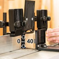 Adjustable spindle height setting with 0 to 40 mm scale for HF50 routing table