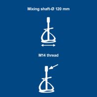 Scheppach mixing shaft with 120 mm diameter and M14 thread for mounting