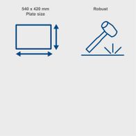 540 x 420 mm compacting plate with robust construction for heavy-duty use