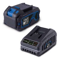 Scheppach 4.0 Starter Kit with 20V 4Ah battery and charger featuring LED display