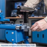 Adjustable workpiece stop with 10 cm adjustment for Scheppach stand