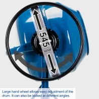 Large handwheel for easy drum adjustment; can lock at different angles