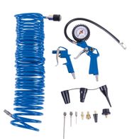 Scheppach compressed air accessory set with 10m air hose, spray nozzles and gauge