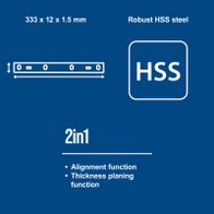 Robust HSS steel slot with 2-in-1 alignment and thickness planning functions