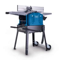 Scheppach planer/thicknesser with mobile base, including worktop and control handle