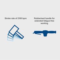 Pneumatic spade featuring a high stroke rate of 2100 bpm with a rubberised handle for fatigue-free operation