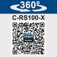 Scheppach cordless reciprocating saw C-RS100-X featuring 360° rotation and QR code for Scheppach Germany