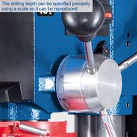 Bench pillar drill with precise depth control via scale for accurate drilling depth reproduction
