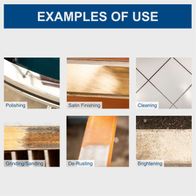 Examples of surface finishing techniques: polishing, satin finishing, cleaning, grinding/sanding, rust removal, brightening