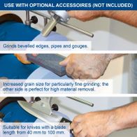Increased grain size for fine grinding; one side perfect for fine finishing, the other for heavy material removal