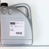 A 5-litre canister of Scheppach hydraulic oil, product number 16020281, photographed from the front.