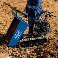Scheppach dumper with extendable arm for material transport, mechanical drive system, sturdy construction