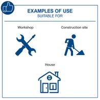 Examples of typical usage: workshop, construction site, DIY – tools for precise grinding and shaping