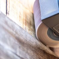 Scheppach slat brush head with close-up of abrasive lamellae