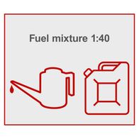 Fuel mixture instructions for 1:40 ratio for Scheppach petrol brushcutter