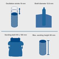 Technical specs: Oscillation stroke 16 mm, shaft diameter 12.6 mm