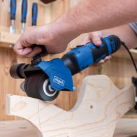 Scheppach universal renovation grinder with variable speed, adjustable disc holder for surface use, 10–60 mm brush width