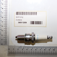 Scheppach spark plug with serial number, measured against scale