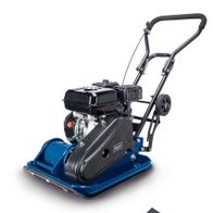 Scheppach petrol-powered vibrating plate compactor with handle and mat