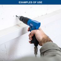 Scheppach power tool with pneumatic drive for accurate drilling and fastening operations