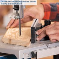 Bandsaw with ball-bearing guides ensuring smooth band movement for accurate cuts