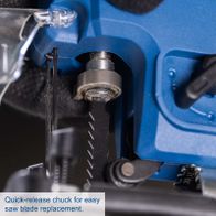 Quick-release chuck for easy blade replacement on cordless jigsaw