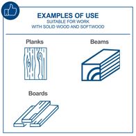 Examples of wood types: planks, boards, beams with grain illustration for woodworking tools