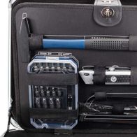 Scheppach TB150 tool kit case with integrated set: screwdrivers, pliers, drills, and cutters