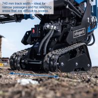 Scheppach compact loader with 740 mm track width for narrow passages